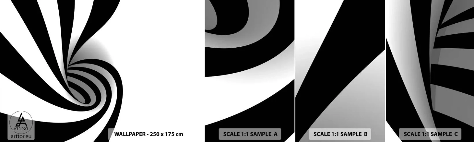 Campione Di Fotomurale Standard Eco - Eppur si muove - Astrazione, Grafica, Bianco e nero - 100x30 cm