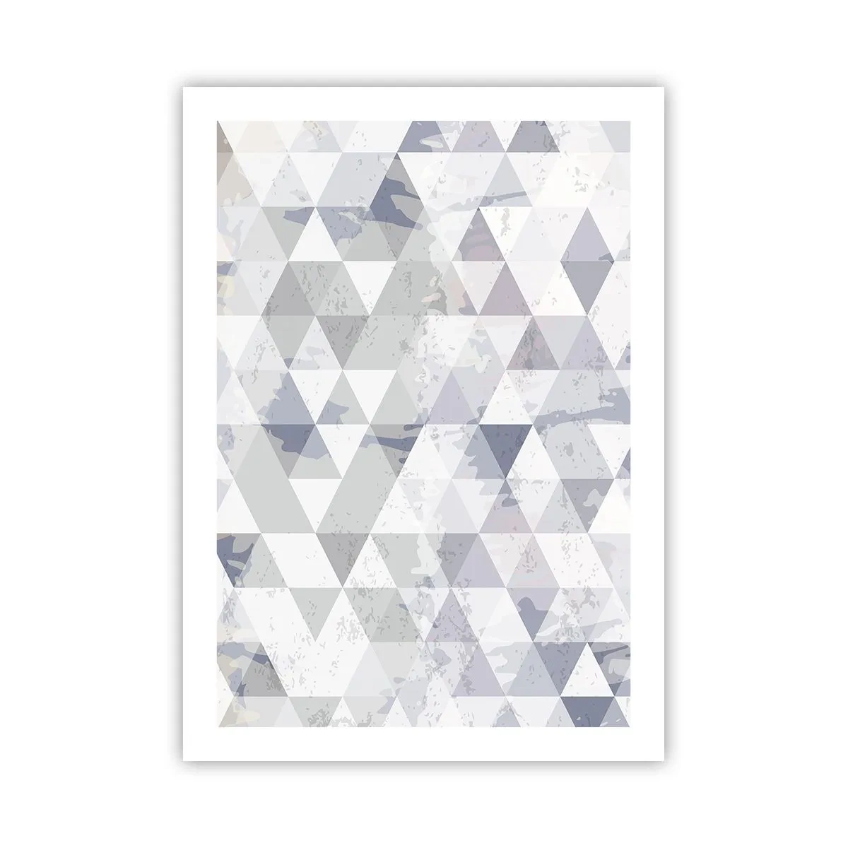 Poster - Motivo geometrico di triangoli in tonalità di grigio - 50x70cm - Al ritmo di tre - Decorazione murale moderna per soggiorno e camera da letto ARTTOR