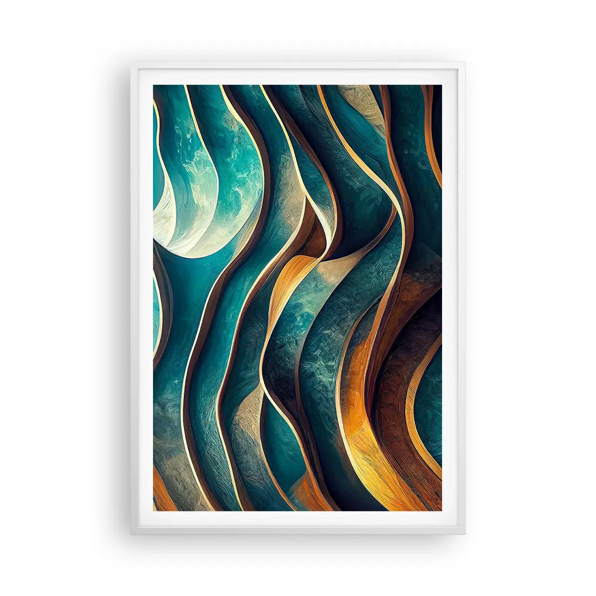 Poster in cornice bianca - I meandri del blu - 70x100 cm