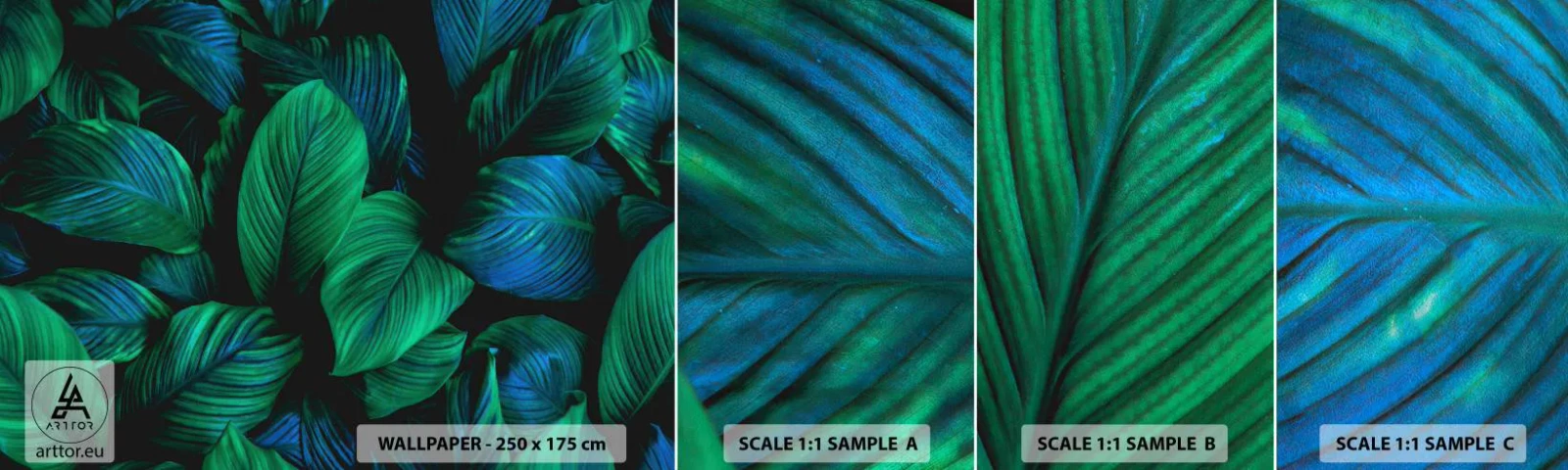 Campione Di Fotomurale Standard Eco - Nella folla verde - Foglie verdi, Pianta tropicale, Natura - 100x30 cm