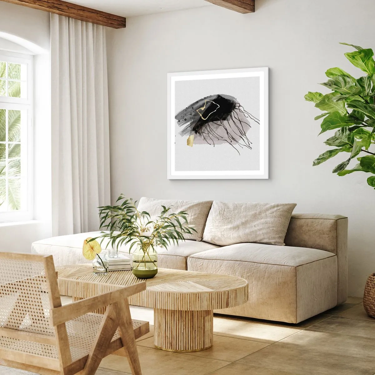 Poster in cornice bianca - In nero e in oro - 40x40 cm