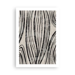 Poster - Linee nere astratte su sfondo beige - 50x70cm - Una palude di linee - Decorazione murale moderna per soggiorno e camera da letto ARTTOR
