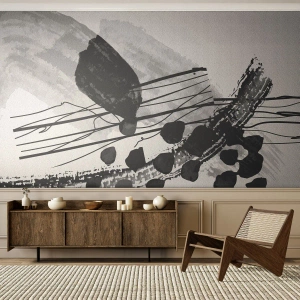 Fotomurali Premium Sand - Astrazione organica in bianco e nero - Astrazione, Moderno, Pezzo - 450x315 cm
