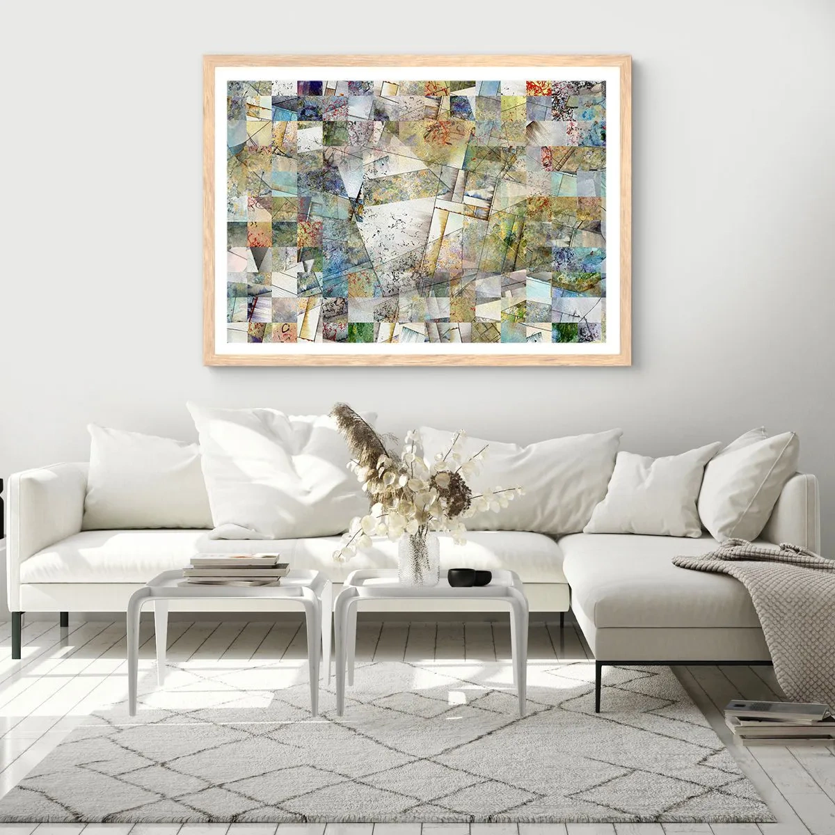 Poster in cornice rovere chiaro - Rimpasto geometrico - 70x50 cm