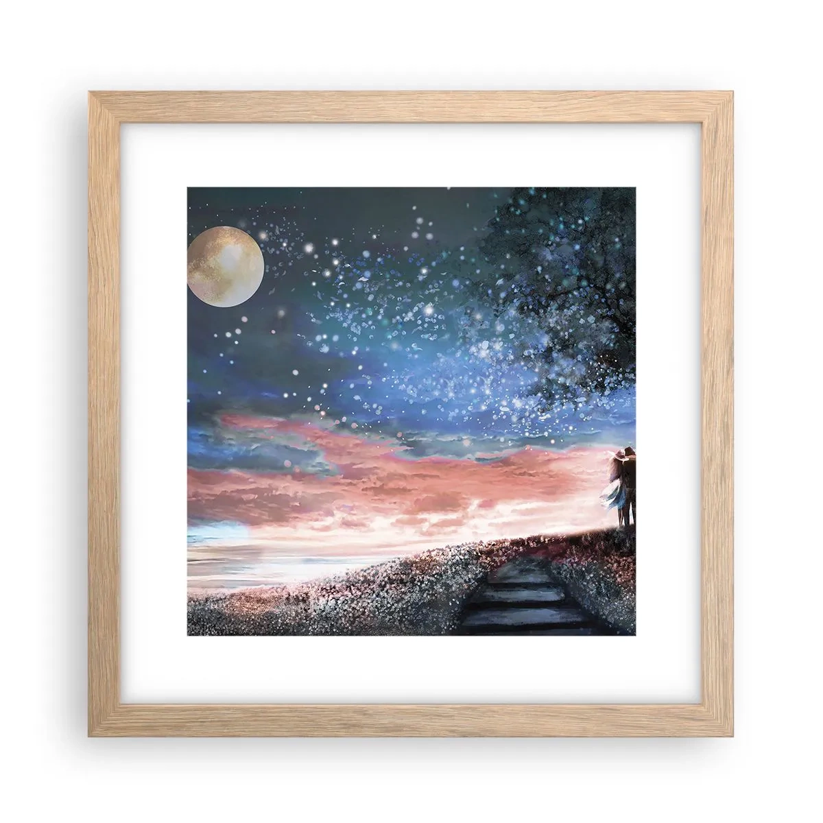 Poster in cornice rovere chiaro - Lo spettacolo delle stelle - 30x30 cm