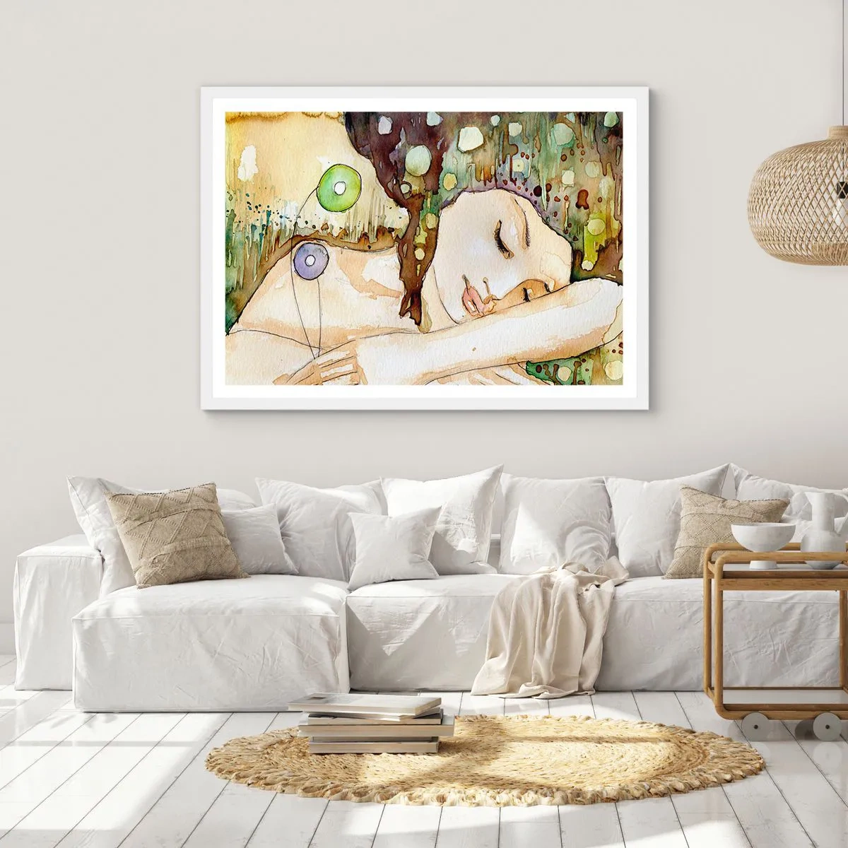 Poster in cornice bianca - Sogno smeraldo e viola - 70x50 cm