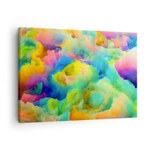 Quadro su tela - Stampe su Tela - Composizione astratta nei colori dell'arcobaleno - 70x50cm - Piumino arcobaleno - Decorazione murale moderna per soggiorno e camera da letto ARTTOR