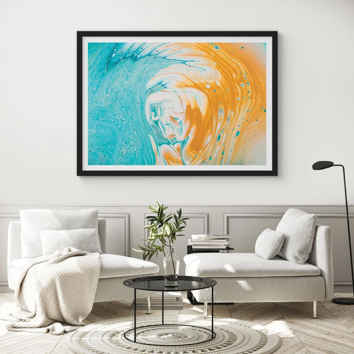Poster in cornice nera - Vortice pastello - 40x30 cm