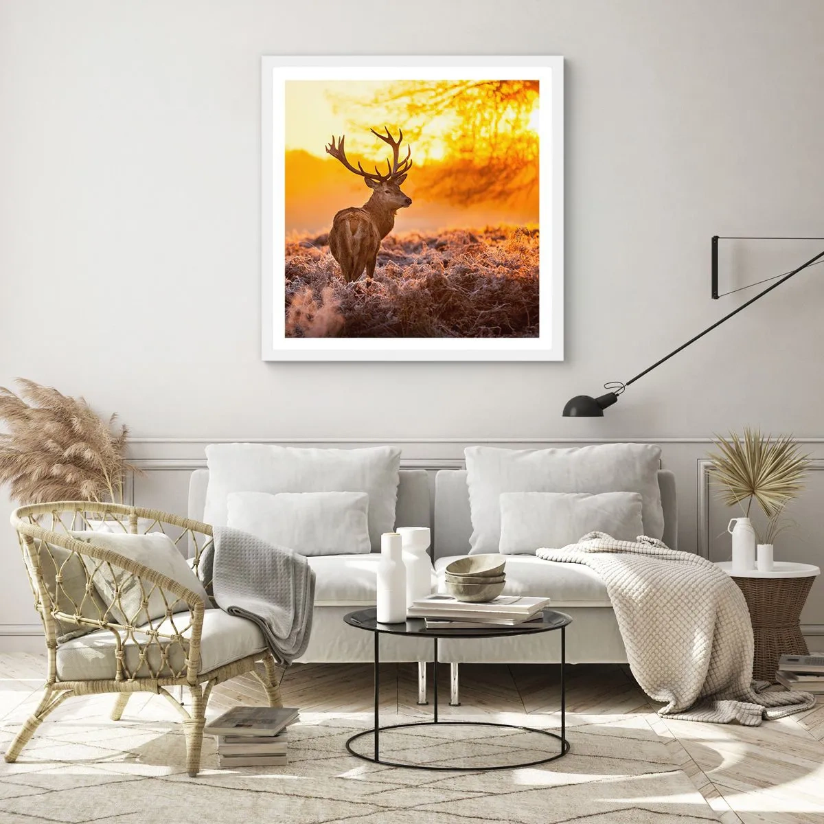 Poster in cornice bianca - Il re del bosco estivo - 30x30 cm