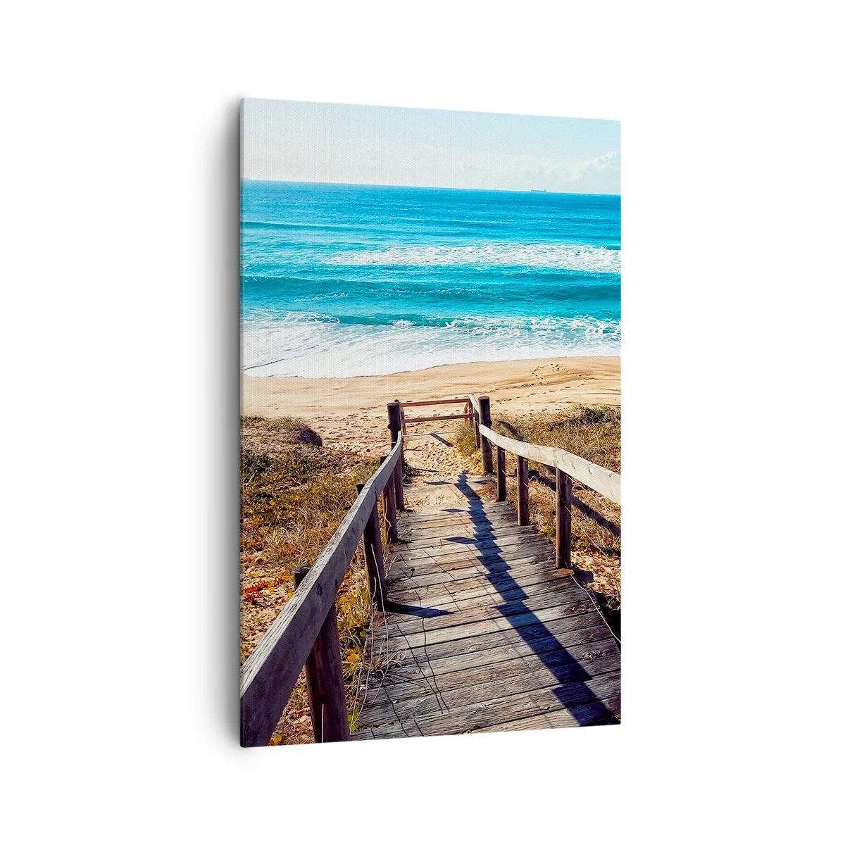 Quadro su tela - Stampe su Tela - Sentiero in legno che conduce alla spiaggia - 80x120cm - Corri! - Decorazione murale moderna per soggiorno e camera da letto ARTTOR