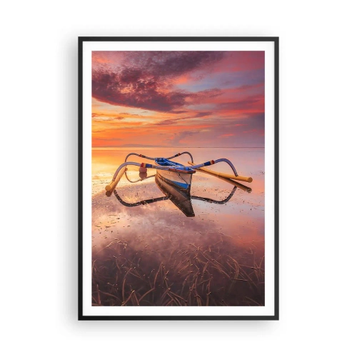 Poster in cornice nera - La pace della sera tropicale - 70x100 cm