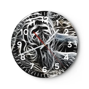 Orologio da parete - Orologio in Vetro - Studio di leggerezza felina - 30x30 cm