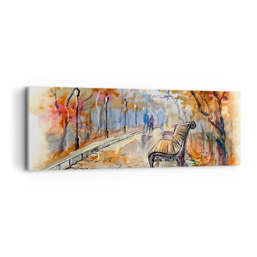 Quadro su tela - Stampe su Tela - Passeggiando insieme l'autunno - 90x30 cm