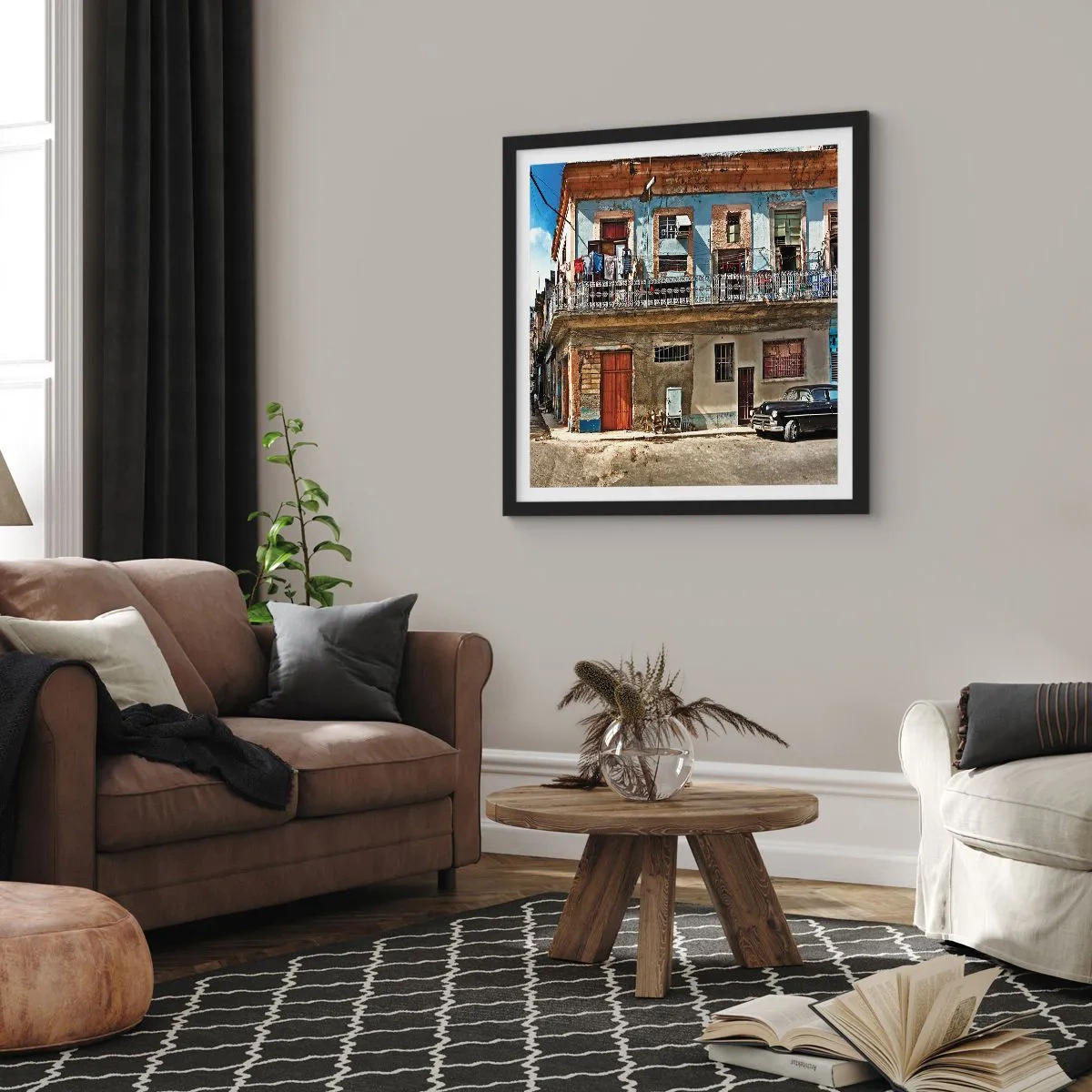 Poster in cornice nera - Atmosfera dell'Avana - 50x50 cm