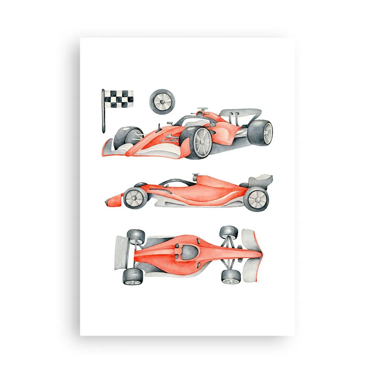 Poster - Illustrazione ad acquerello di un'auto da corsa - 50x70cm - Inseguendo i sogni - Decorazione murale moderna per soggiorno e camera da letto ARTTOR