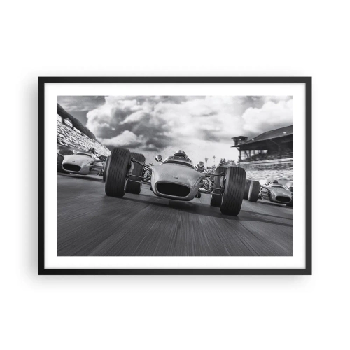 Poster in cornice nera - Gara di auto d'epoca in movimento - 70x50cm - C'è la forza! - Decorazione murale moderna per soggiorno e camera da letto ARTTOR