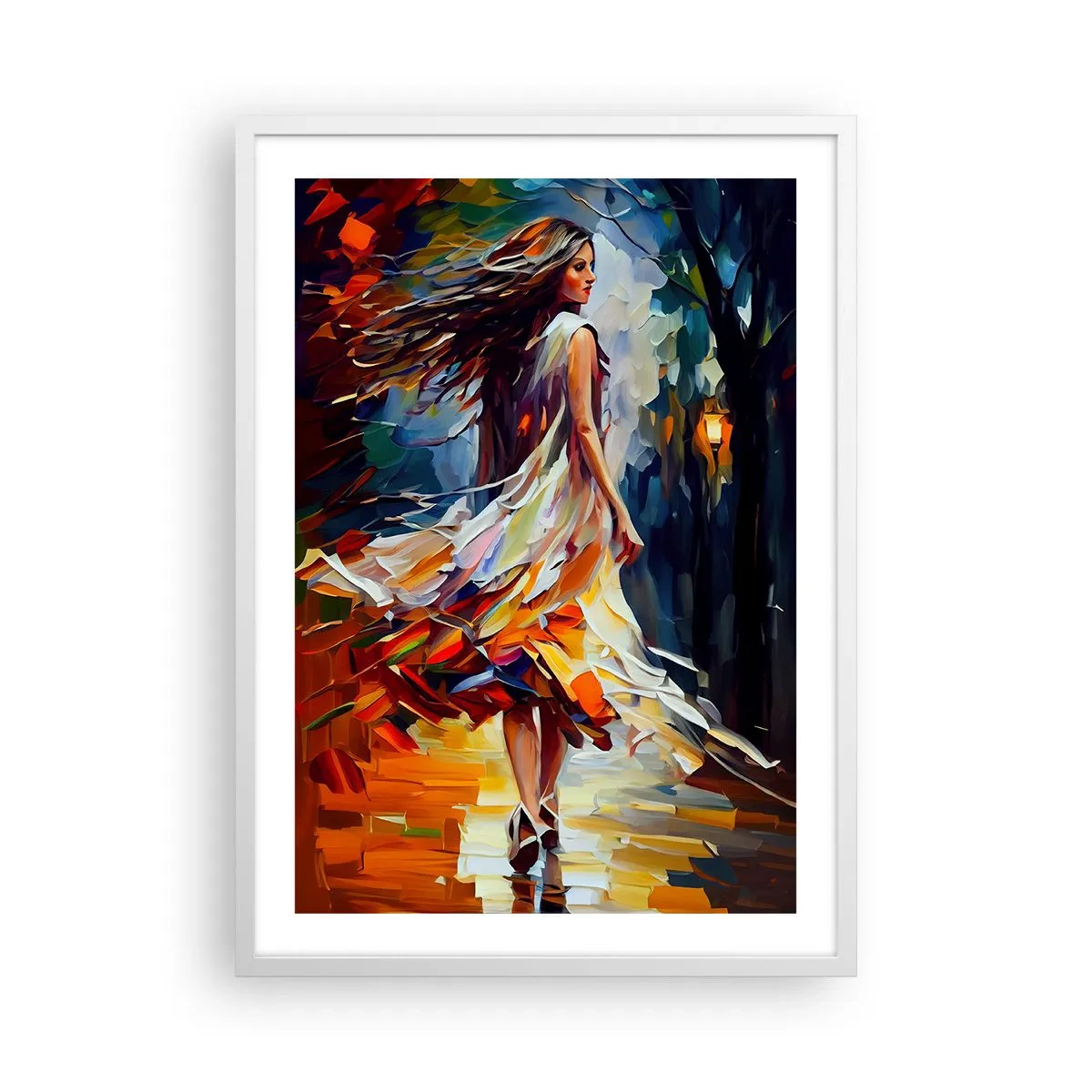 Poster in cornice bianca - Ragazza d'autunno - 50x70 cm