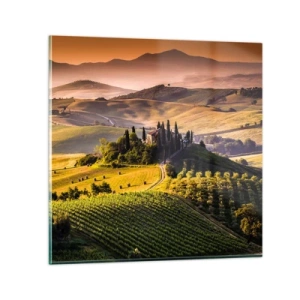 Quadro su vetro - Arcadia: paesaggio toscano - 70x70 cm