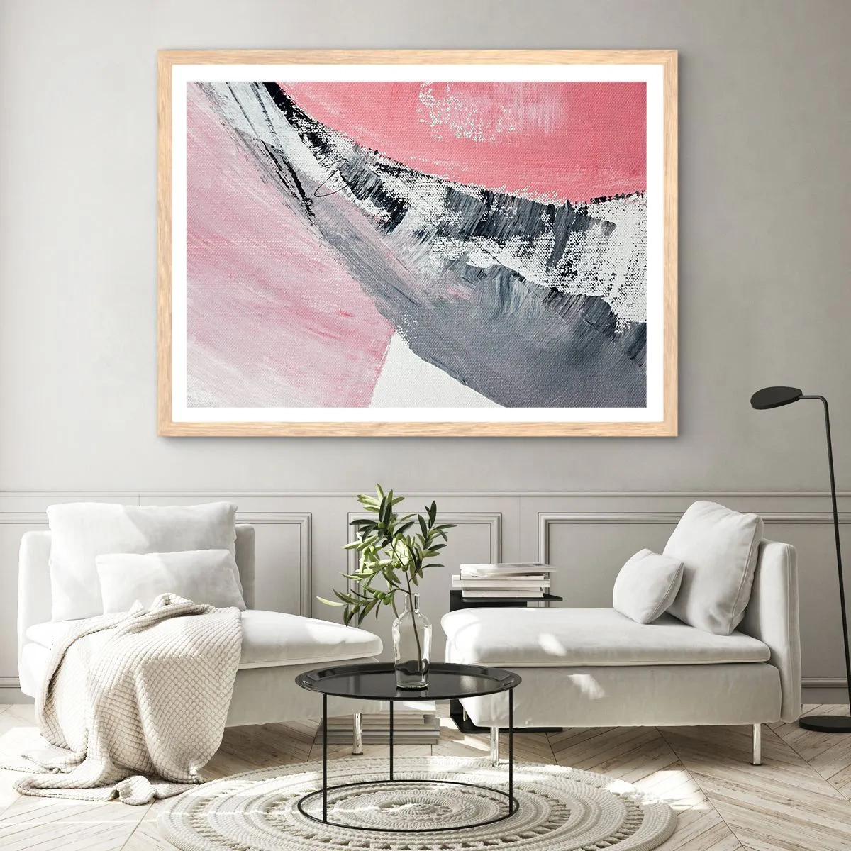 Poster in cornice rovere chiaro - Composizione abbinata - 100x70 cm