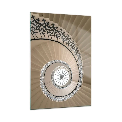 Quadro su vetro - Una vista su una scala a chiocciola che ricorda una conchiglia - 50x70cm - Al centro della chiocciola - Decorazione murale moderna per soggiorno e camera da letto ARTTOR