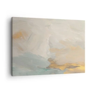 Quadro su tela - Stampe su Tela - Delicati tratti astratti nei toni del bianco e dell'oro - 70x50cm - Astrazione: il paese della mitezza - Decorazione murale moderna per soggiorno e camera da letto ARTTOR