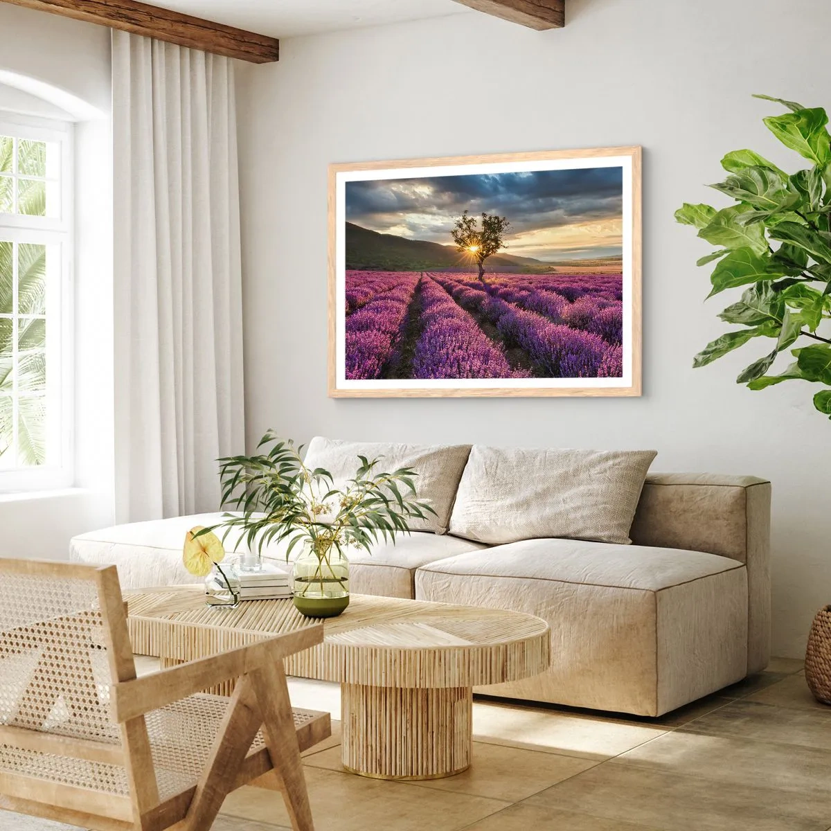 Poster in cornice rovere chiaro - Aroma di colore lilla - 91x61 cm