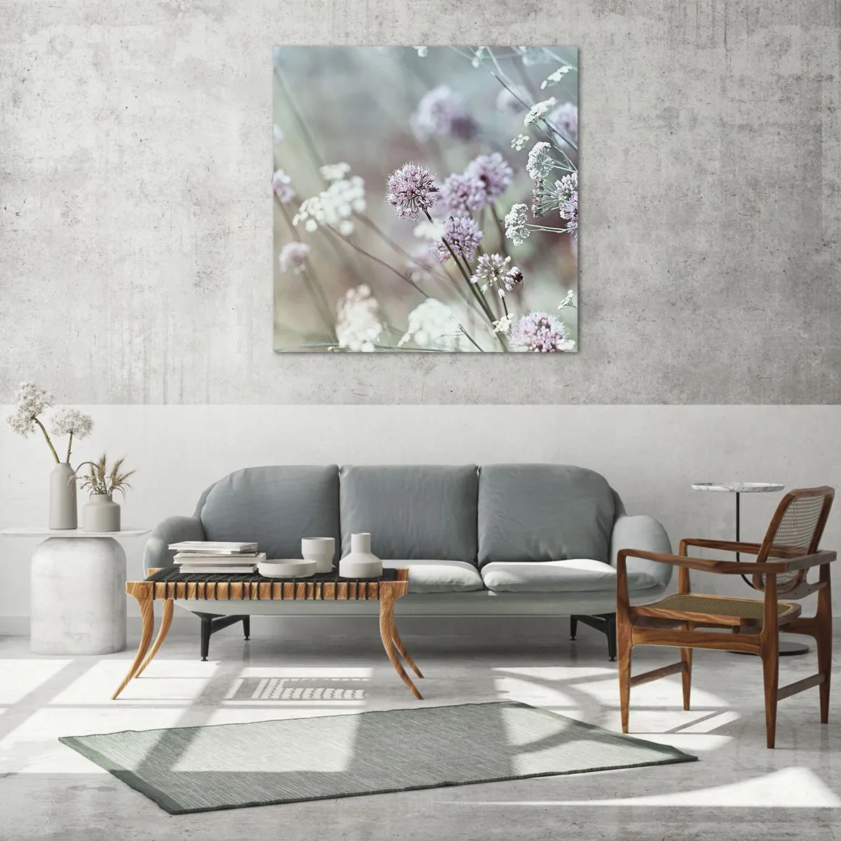 Quadro su vetro - Le dolci filigrane delle erbe - 70x70 cm