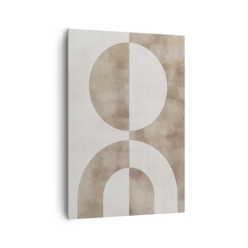 Quadro su tela - Stampe su Tela - Un dipinto astratto nei toni del beige con forme geometriche e simmetria. - 70x100cm - Analogie e differenze - Decorazione murale moderna per soggiorno e camera da letto ARTTOR