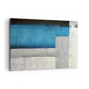 Quadro su tela - Stampe su Tela - Una composizione astratta con sfumature di blu, grigio e bianco. - 100x70cm - Composizione poetica in grigio e blu - Decorazione murale moderna per soggiorno e camera da letto ARTTOR