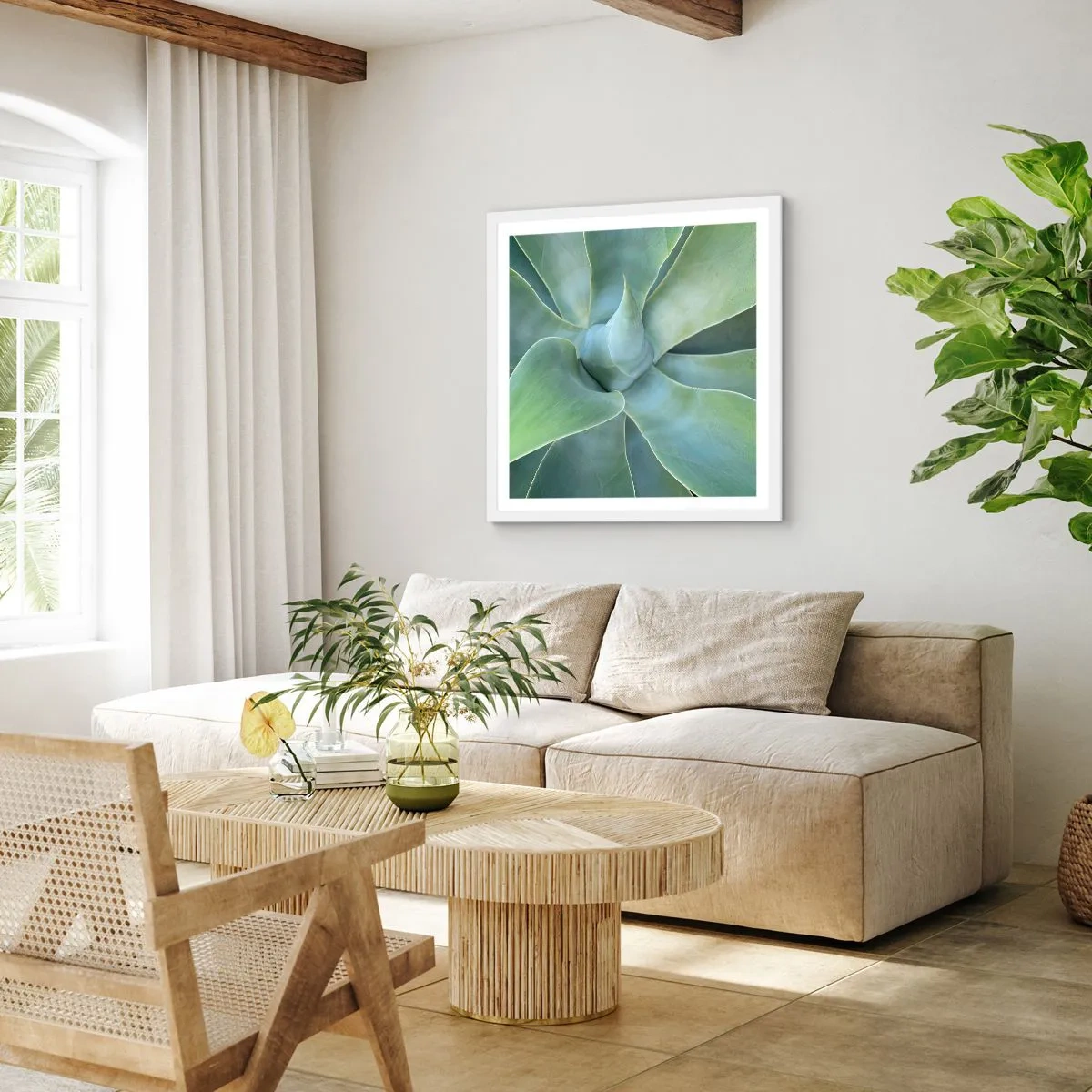 Poster in cornice bianca - La nascita del verde - 50x50 cm