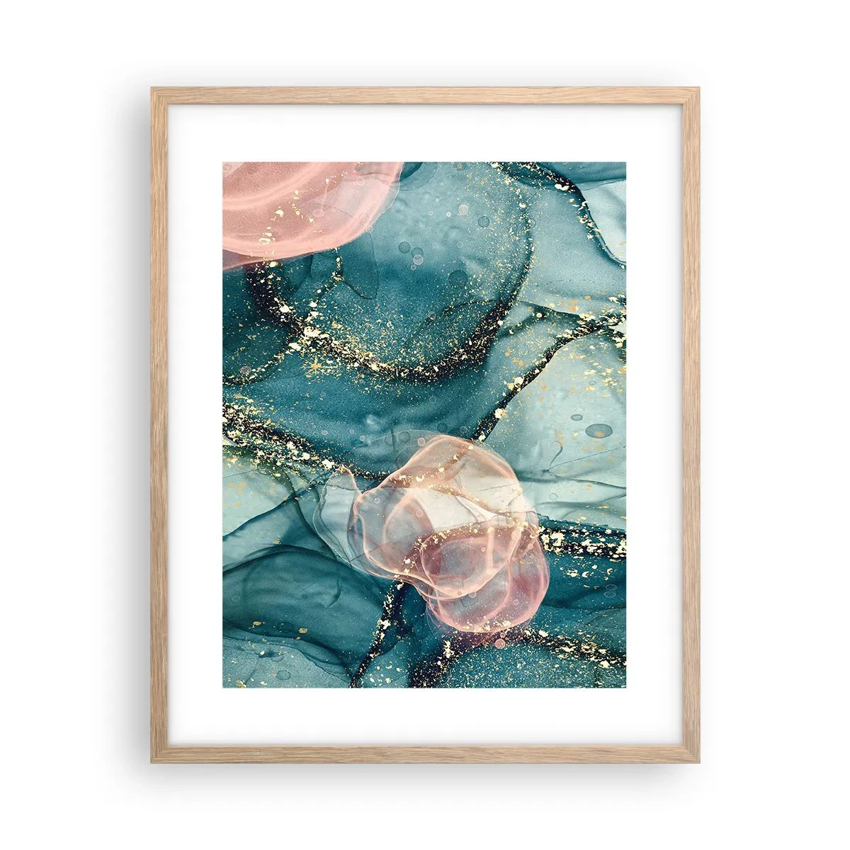Poster in cornice rovere chiaro - Blu di seta, rosa di tulle - 40x50 cm