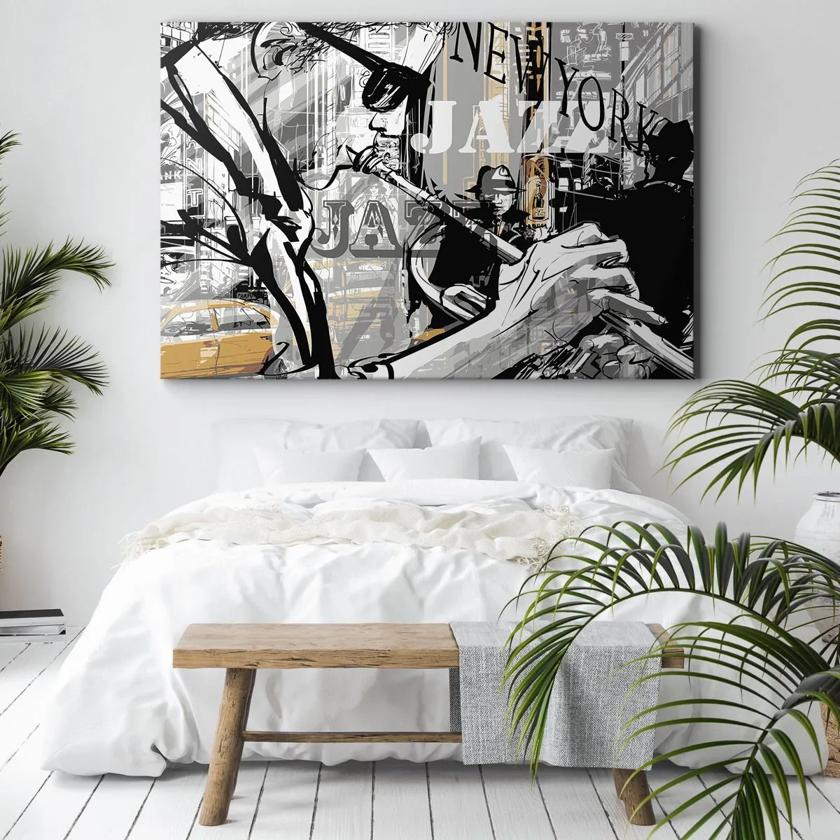 Quadro su tela - Stampe su Tela - Scena jazz di New York - 100x70cm - Al ritmo di New York - Decorazione murale moderna per soggiorno e camera da letto ARTTOR