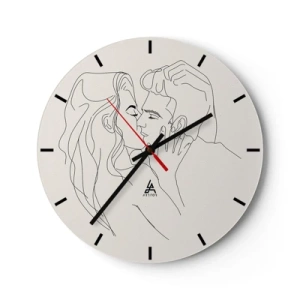 Orologio da parete - Orologio in Vetro - Un fumetto minimalista di una coppia innamorata - 30x30cm - Intrecciati dal sentimento - Decorazione murale moderna per soggiorno, cucina e camera da letto ARTTOR