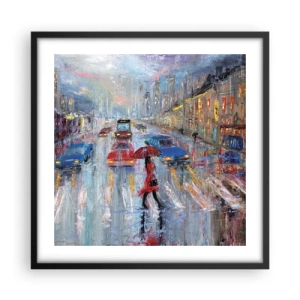 Poster in cornice nera - Pomeriggio di pioggia in città - 50x50 cm
