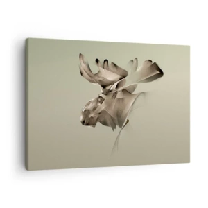 Quadro su tela - Stampe su Tela - Un'immagine astratta di un alce su uno sfondo minimalista - 70x50cm - La forza mite della tranquillità - Decorazione murale moderna per soggiorno e camera da letto ARTTOR
