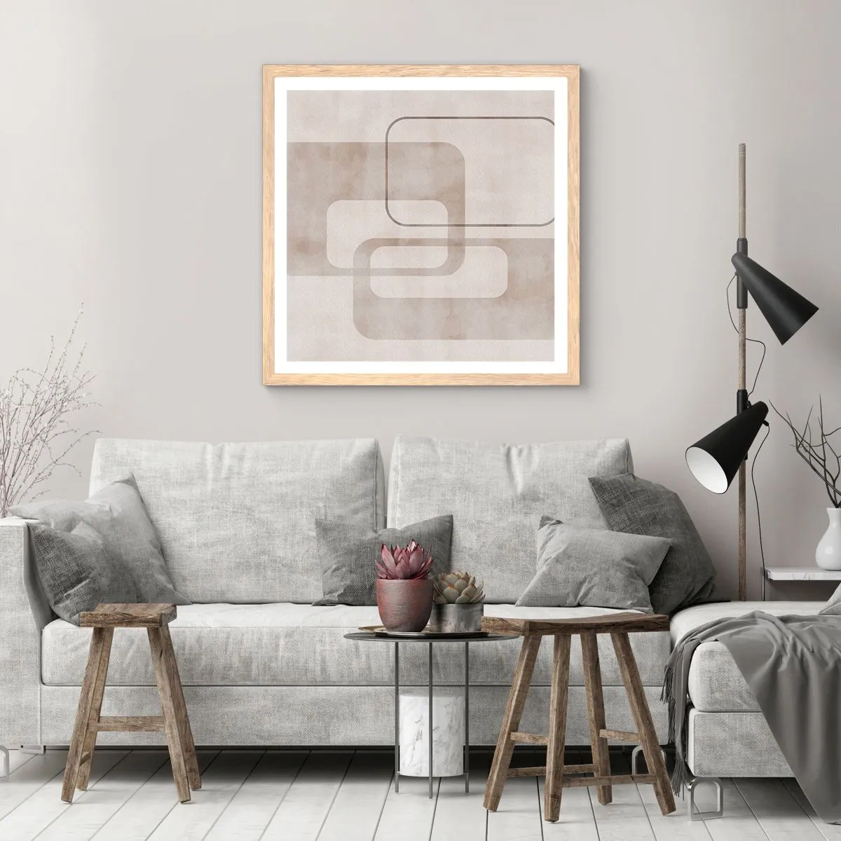 Poster in cornice rovere chiaro - Giunti geometrici - 30x30 cm