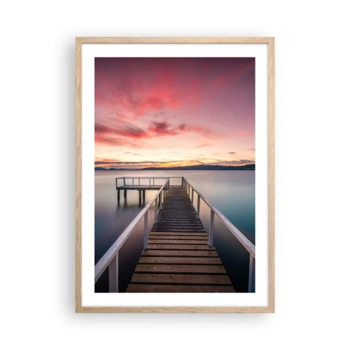 Poster in cornice rovere chiaro - La fiamma mite della sera - 50x70 cm