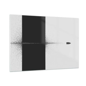 Quadro su vetro - Una composizione astratta in bianco e nero con una linea dinamica - 100x70cm - Dritto allo scopo - Decorazione murale moderna per soggiorno e camera da letto ARTTOR