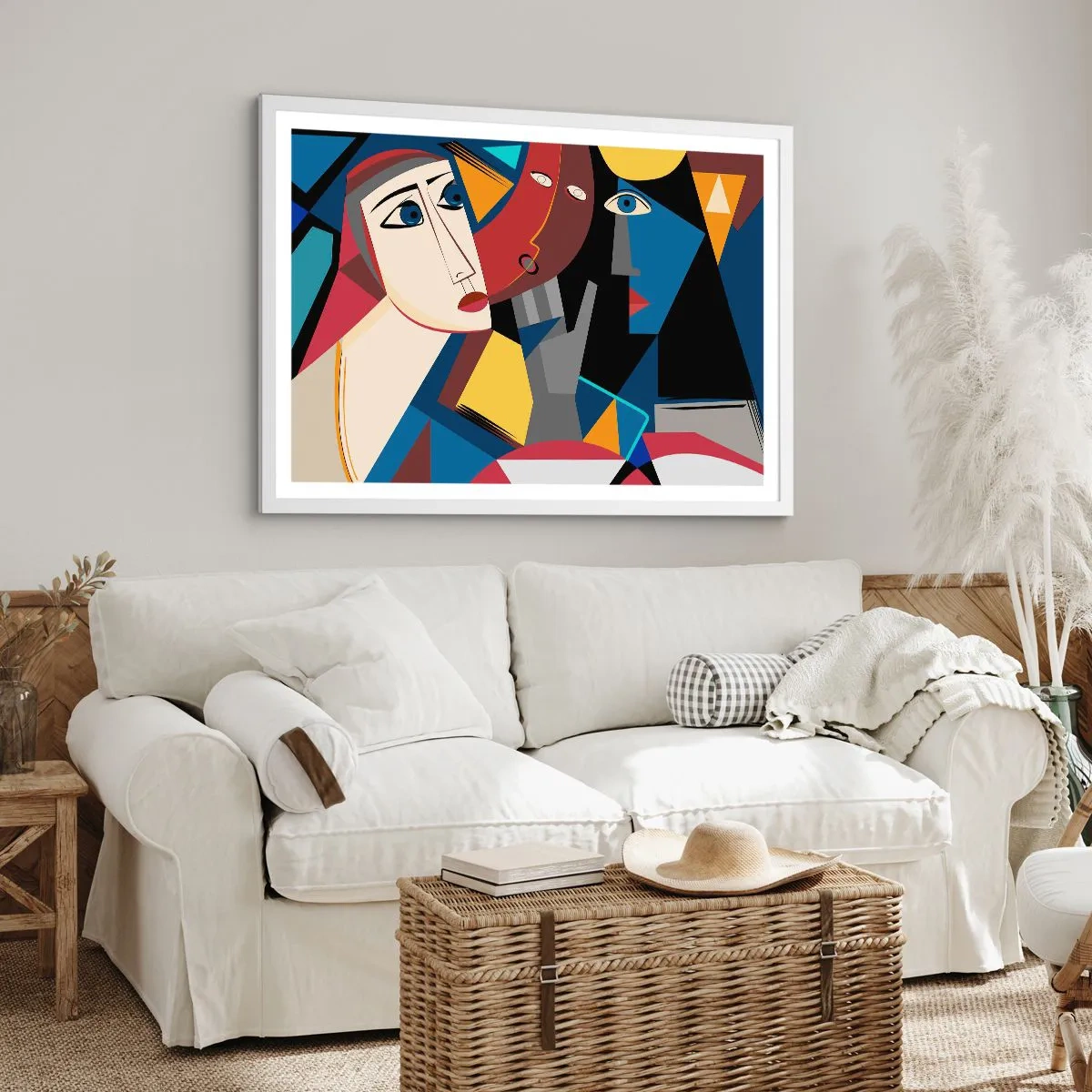 Poster in cornice bianca - Dialogo di cubisti - 100x70 cm
