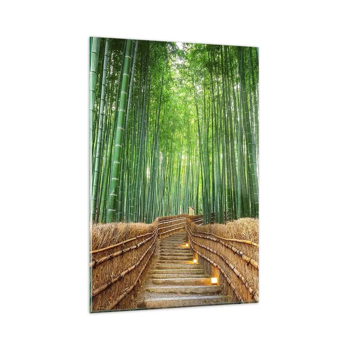 Quadro su vetro - Un sentiero in una fitta foresta di bambù - 80x120cm - Essenza della natura asiatica - Decorazione murale moderna per soggiorno e camera da letto ARTTOR