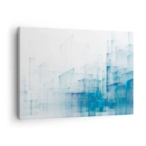 Quadro su tela - Stampe su Tela - Forme geometriche astratte nelle tonalità del blu - 70x50cm - E lo spazio fu - Decorazione murale moderna per soggiorno e camera da letto ARTTOR