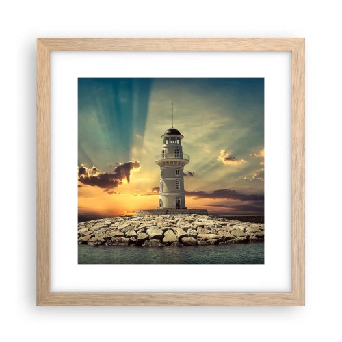 Poster in cornice rovere chiaro - Luce - Bontà - Bellezza - 30x30 cm