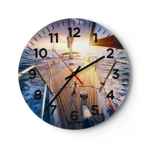 Orologio da parete - Orologio in Vetro - Correndo sulle onde - 40x40 cm