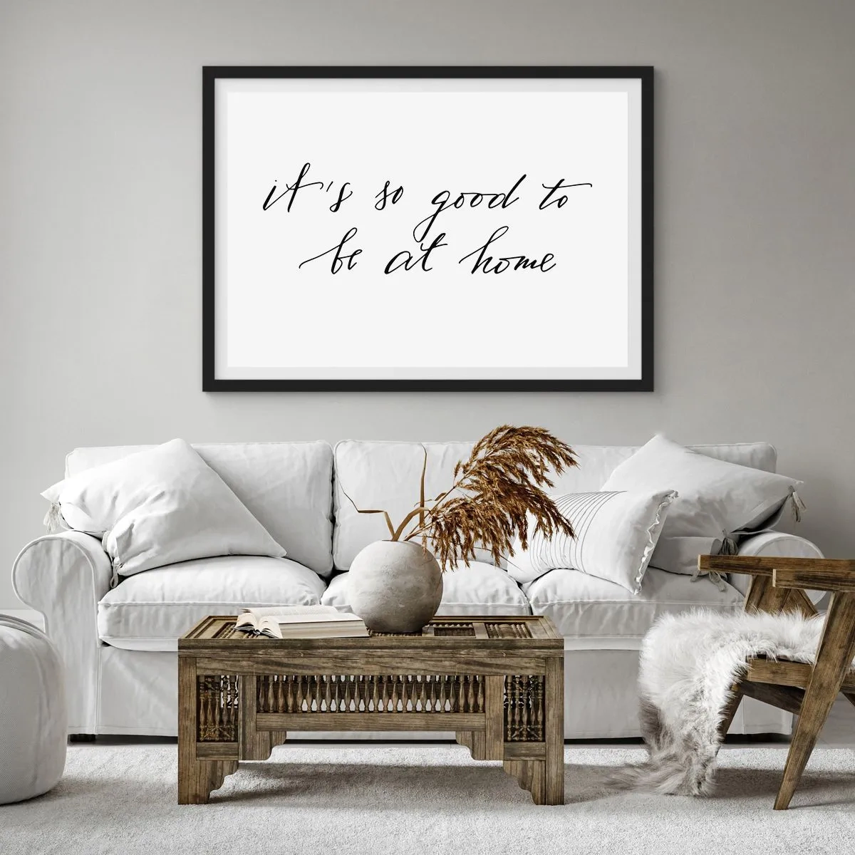 Poster in cornice nera - Lettering in stile calligrafico su sfondo bianco - 70x50cm - Tutta la verità - Decorazione murale moderna per soggiorno e camera da letto ARTTOR