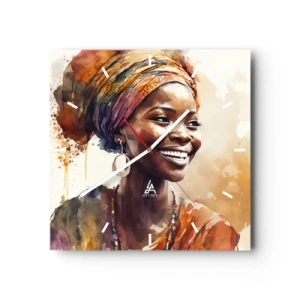 Orologio da parete - Orologio in Vetro - Regina africana - 40x40 cm