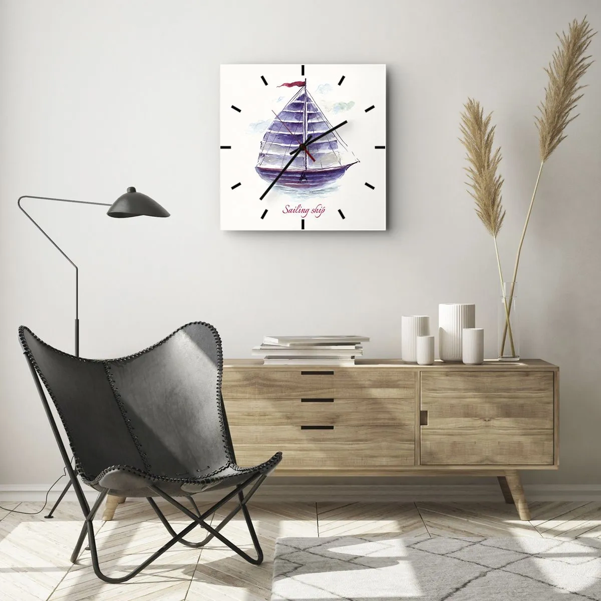 Orologio da parete - Orologio in Vetro - Gonfie vele e mare calmo - 40x40 cm
