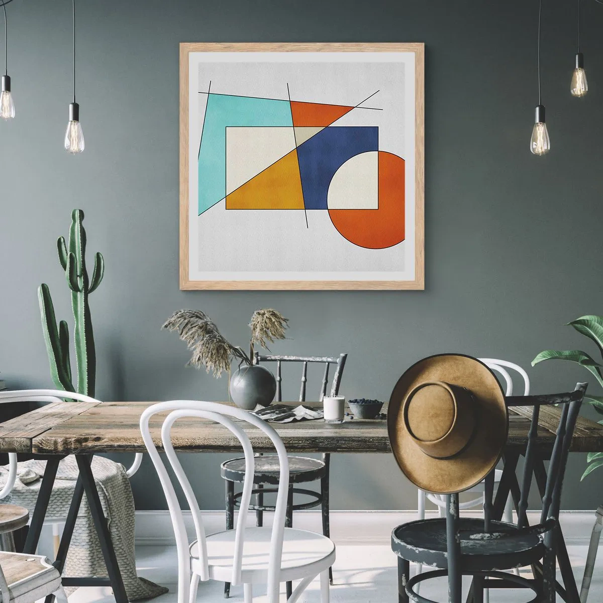 Poster in cornice rovere chiaro - Astrazione: gioco modernista - 40x40 cm