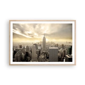 Poster in cornice rovere chiaro - New York in grigio - 91x61 cm