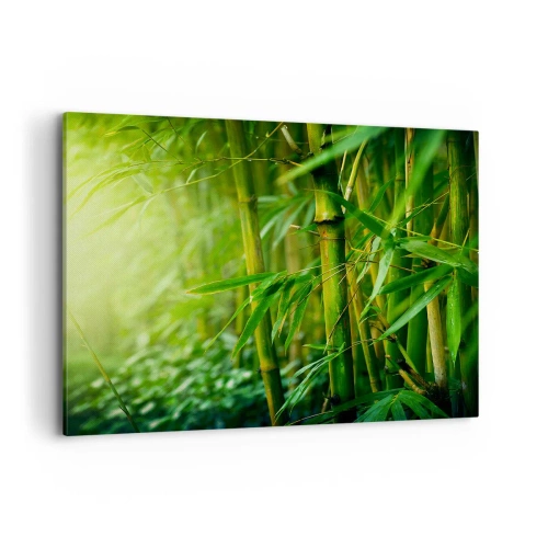 Quadro su tela - Stampe su Tela - Foresta di bambù verde in luce soffusa - 120x80cm - Conoscere il verde in sé - Decorazione murale moderna per soggiorno e camera da letto ARTTOR