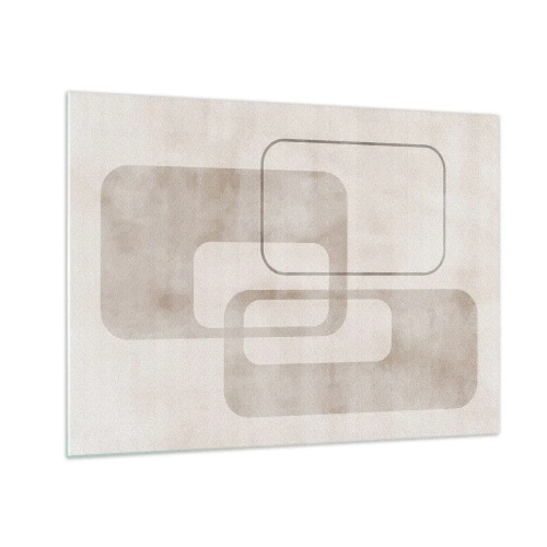 Quadro su vetro - Rettangoli beige minimalisti su sfondo chiaro - 70x50cm - Giunti geometrici - Decorazione murale moderna per soggiorno e camera da letto ARTTOR